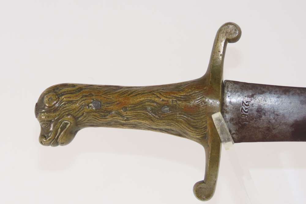 Antique GERMAN WKC Military Style Short Sword Brass LIONHEAD Pommel/Grip   -img-3