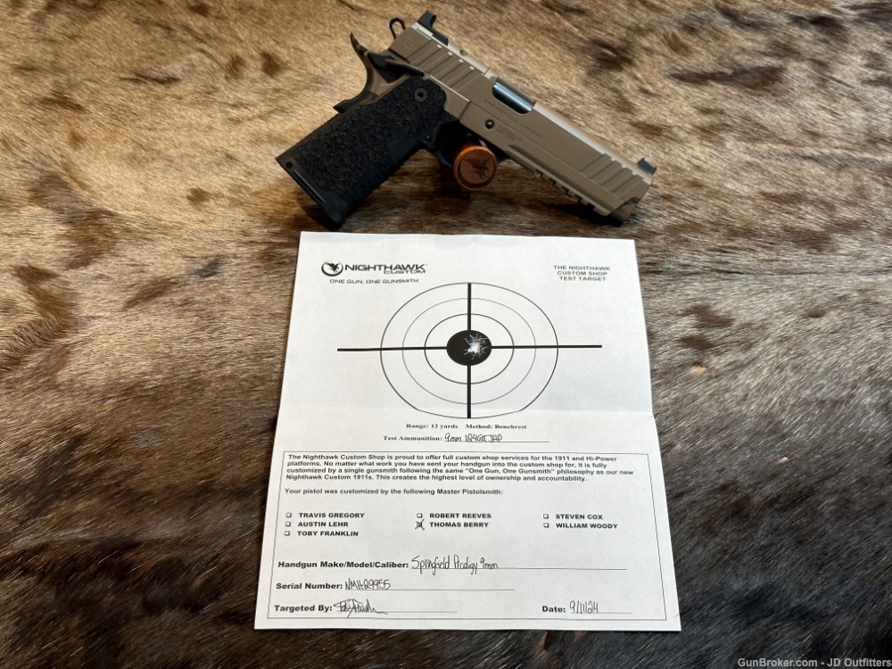 NEW NIGHTHAWK CUSTOM SHOP SPRINGFIELD GOV'T 1911 DS PRODIGY AOS 9MM HI CAP-img-1