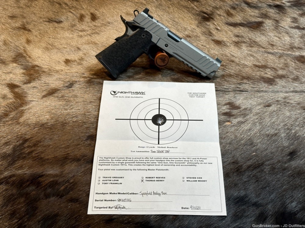 NEW NIGHTHAWK CUSTOM SHOP SPRINGFIELD GOV'T 1911 DS PRODIGY AOS 9MM HI CAP-img-1