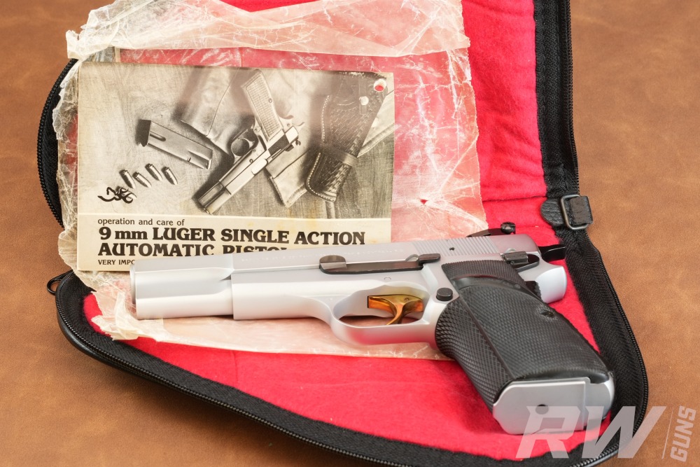 1981 Browning Hi-Power 9mm Factory Nickel Gold Trigger Belgium-img-2