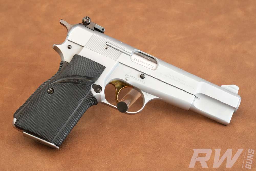 1981 Browning Hi-Power 9mm Factory Nickel Gold Trigger Belgium-img-7