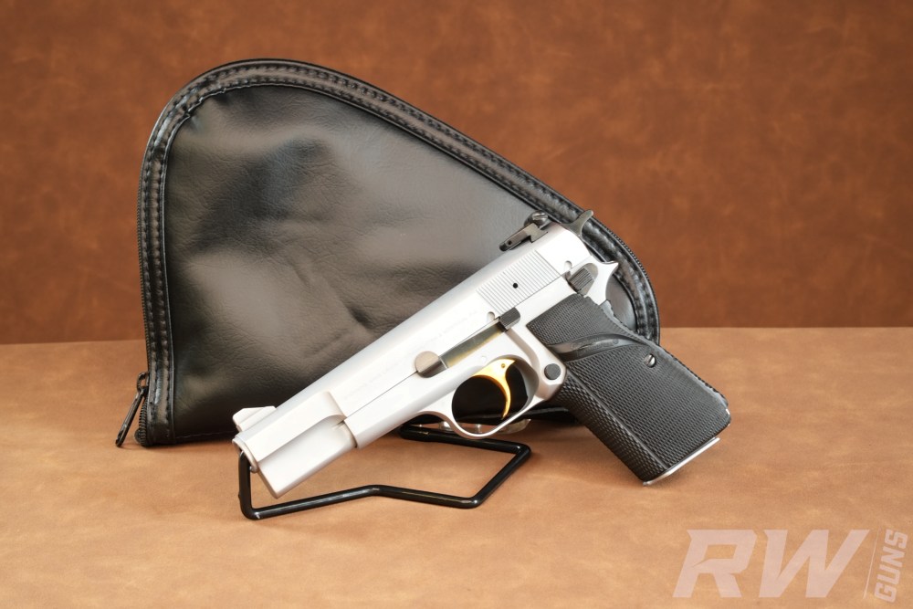 1981 Browning Hi-Power 9mm Factory Nickel Gold Trigger Belgium-img-0