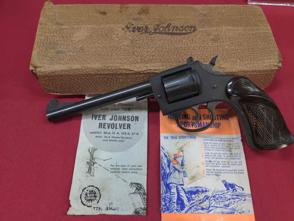 Iver Johnson 57A Target 8 Shot 22lr 6" DA Revolver Box Paperwork Minty C&R-img-0