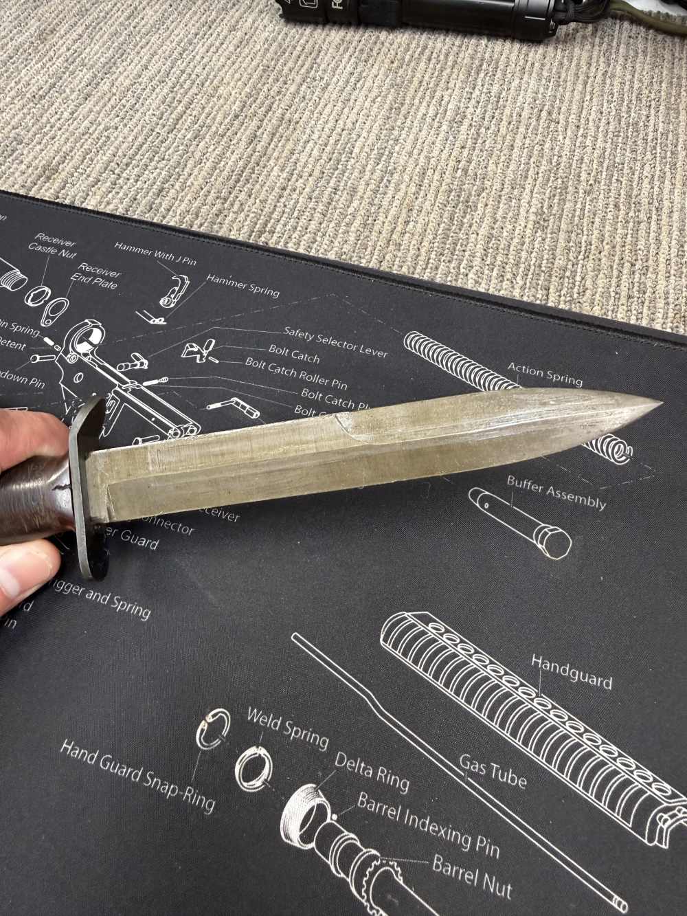 Hard To Find Variation Unissued WWII M3 Fighting Knife Defaced Post WW2 -img-31