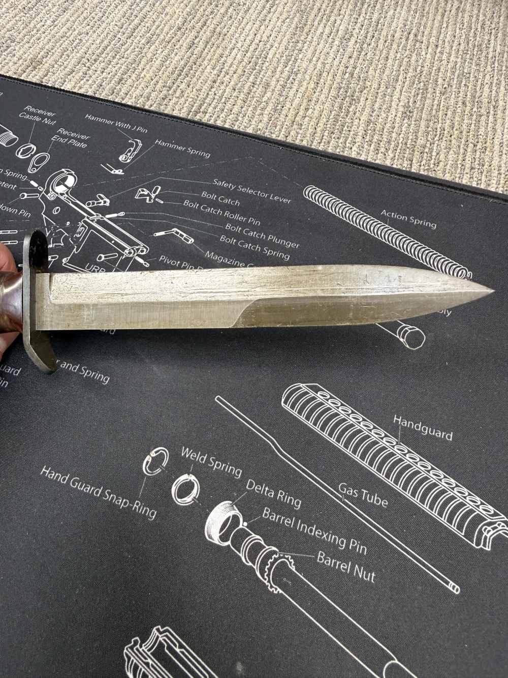 Hard To Find Variation Unissued WWII M3 Fighting Knife Defaced Post WW2 -img-32