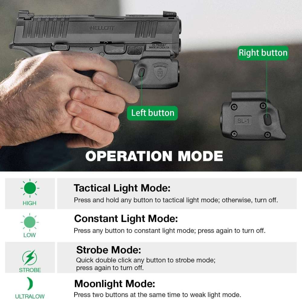 WARRIORLAND Flashlight and Kydex Holster For Springfield Armory Hellcat-img-4