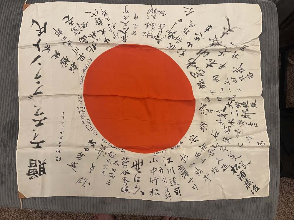 WWII Japanese good luck Flag w/ documented vet bring back!-img-0