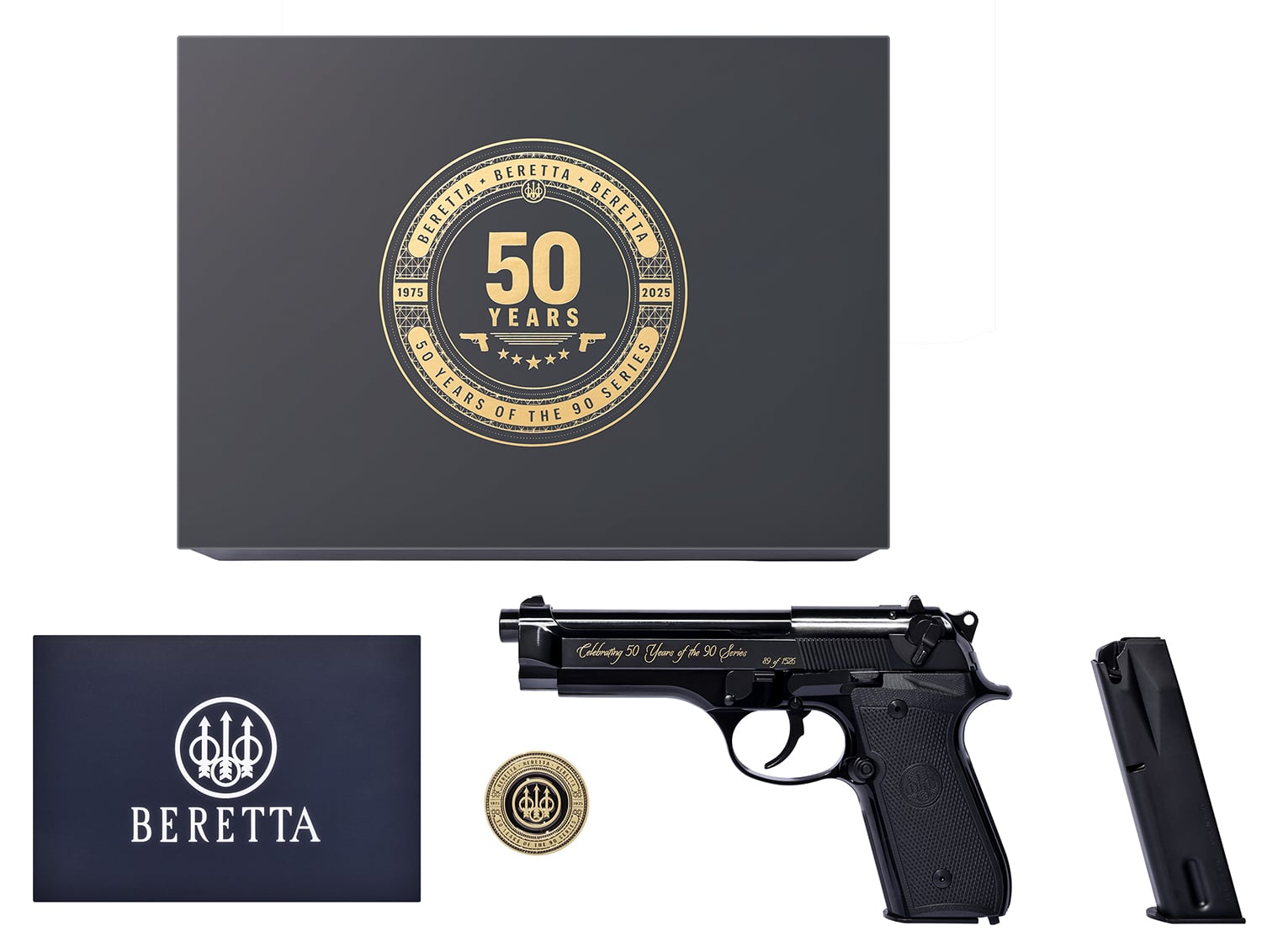 Beretta 92SB Repro 9mm Luger Pistol 4.90 50th Anniversary Set Blued J92SB15-img-0