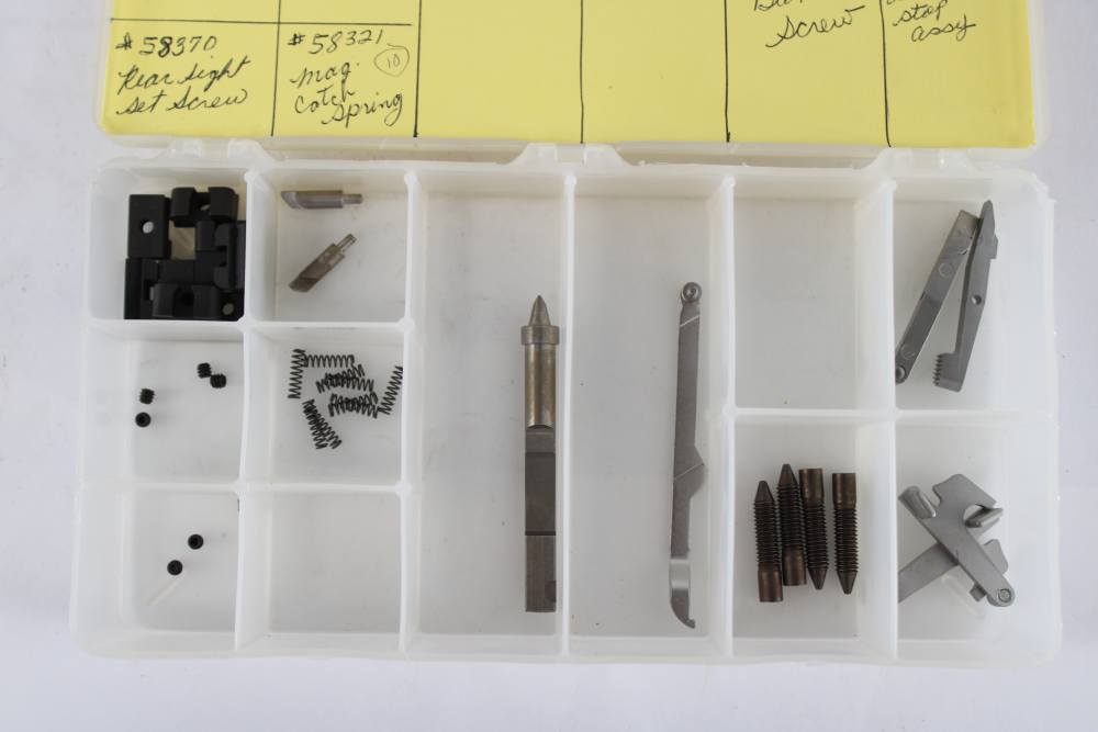 COLT CADET .22 LR FACTORY PARTS LOT – 110 PIECES – SIGHTS, EXTRACTORS, STRI-img-2