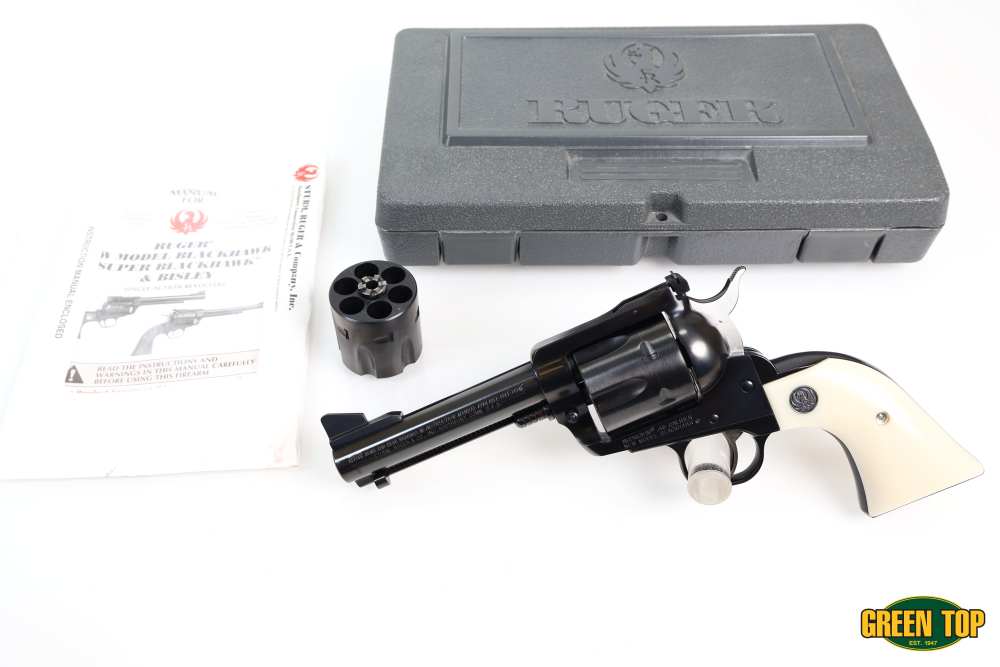 Ruger New Model Blackhawk 45 Colt & .45ACP Blued/White Grips 4.75" W/ Box!-img-0