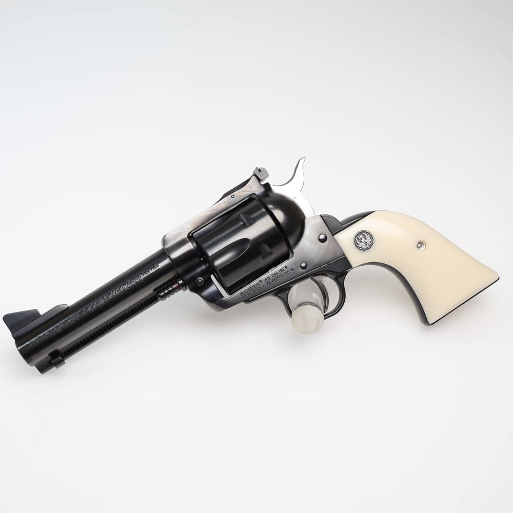 Ruger New Model Blackhawk 45 Colt & .45ACP Blued/White Grips 4.75" W/ Box!-img-1