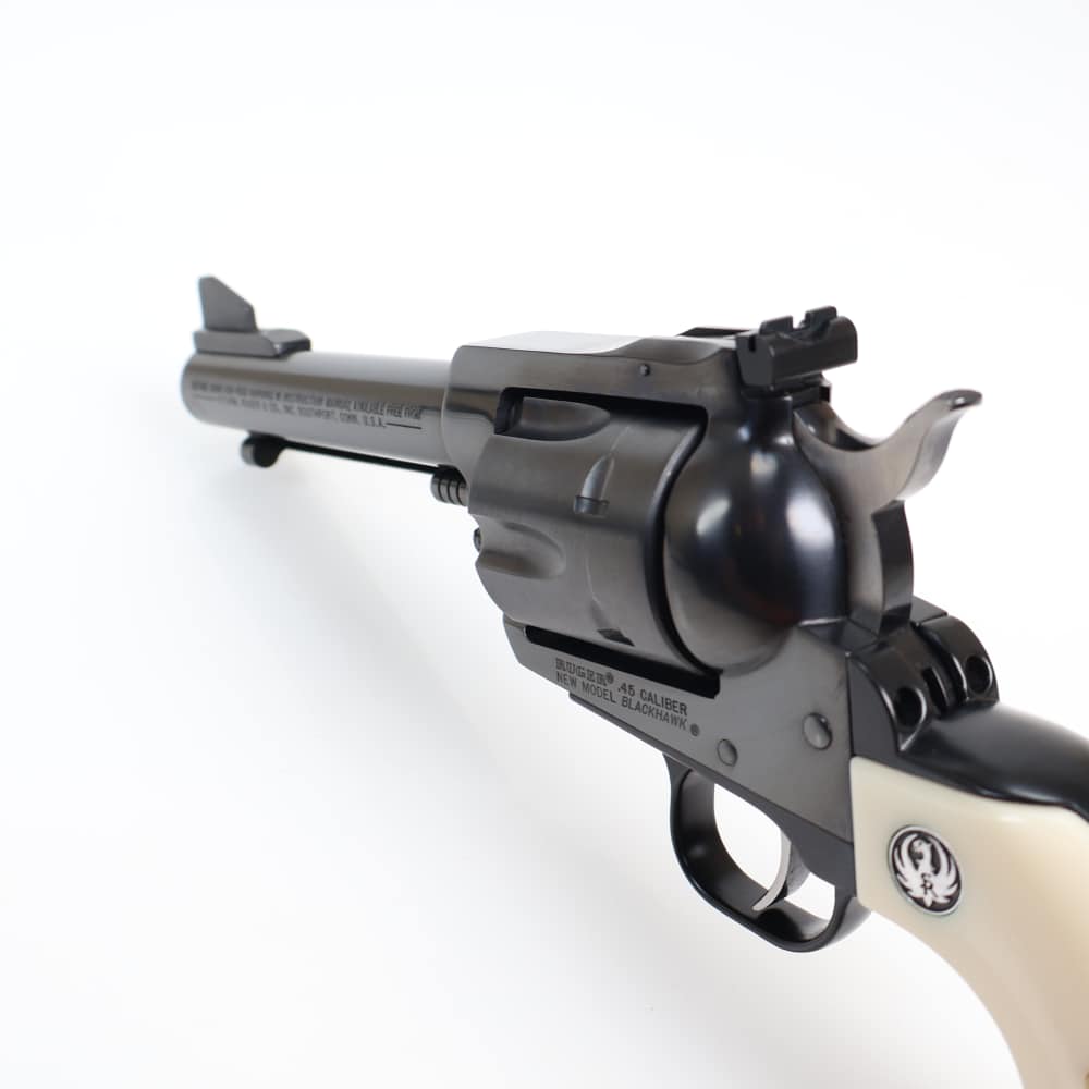 Ruger New Model Blackhawk 45 Colt & .45ACP Blued/White Grips 4.75" W/ Box!-img-3