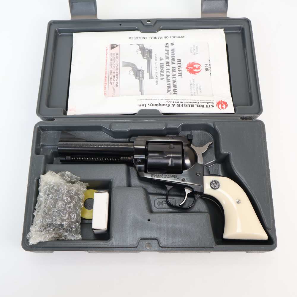 Ruger New Model Blackhawk 45 Colt & .45ACP Blued/White Grips 4.75" W/ Box!-img-31