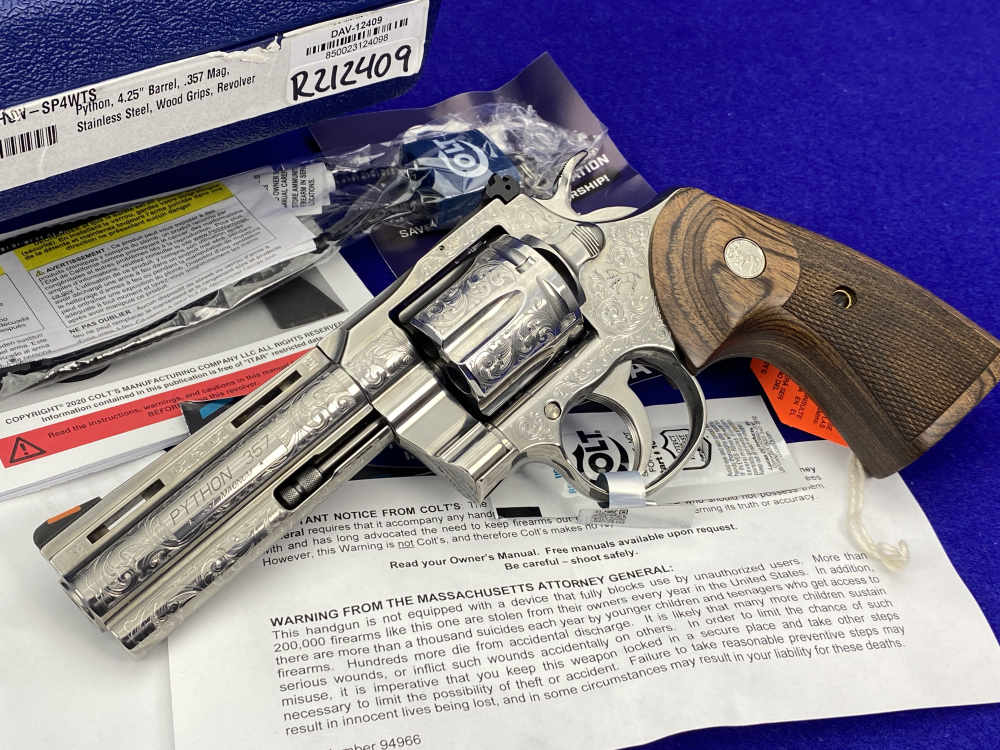 2021 Colt Python .357 Mag Stainless 4.25"*BEAUTIFUL SCROLL ENGRAVED PYTHON*-img-2