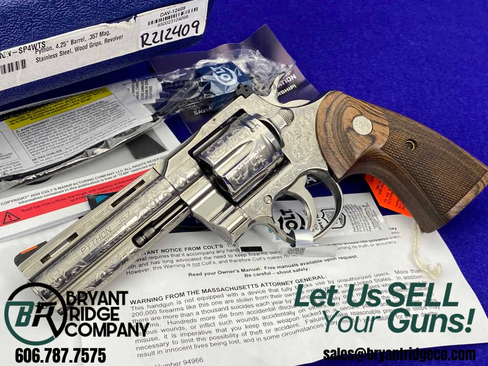 2021 Colt Python .357 Mag Stainless 4.25"*BEAUTIFUL SCROLL ENGRAVED PYTHON*-img-0