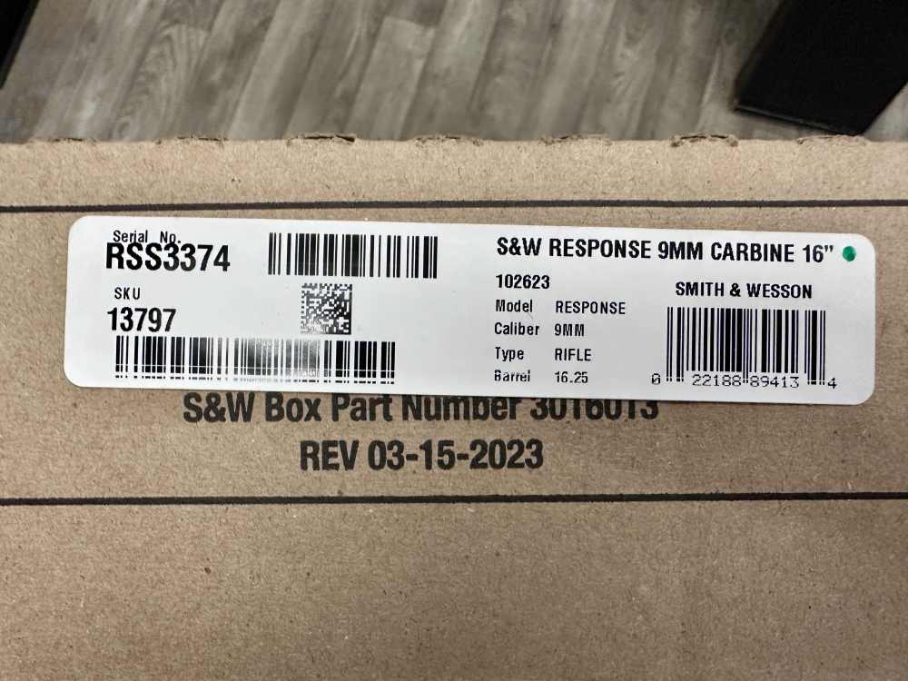 Smith & Wesson RESPONSE 9mm Carbine 16" 2-23rd mags Glock Adapt NEW IN BOX -img-9
