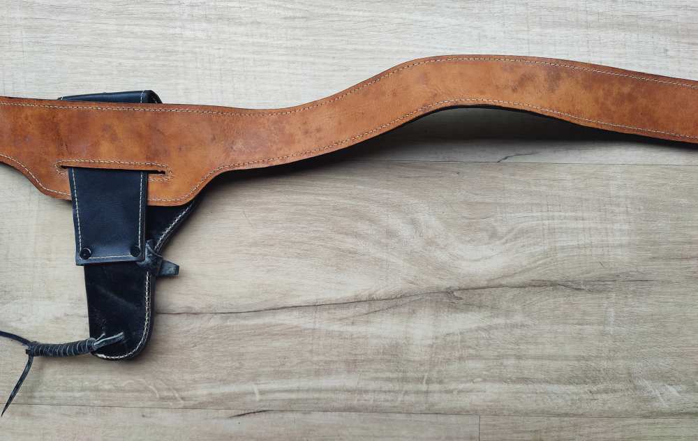 Black Leather Cowboy Style Cartridge Belt and Holster -img-5
