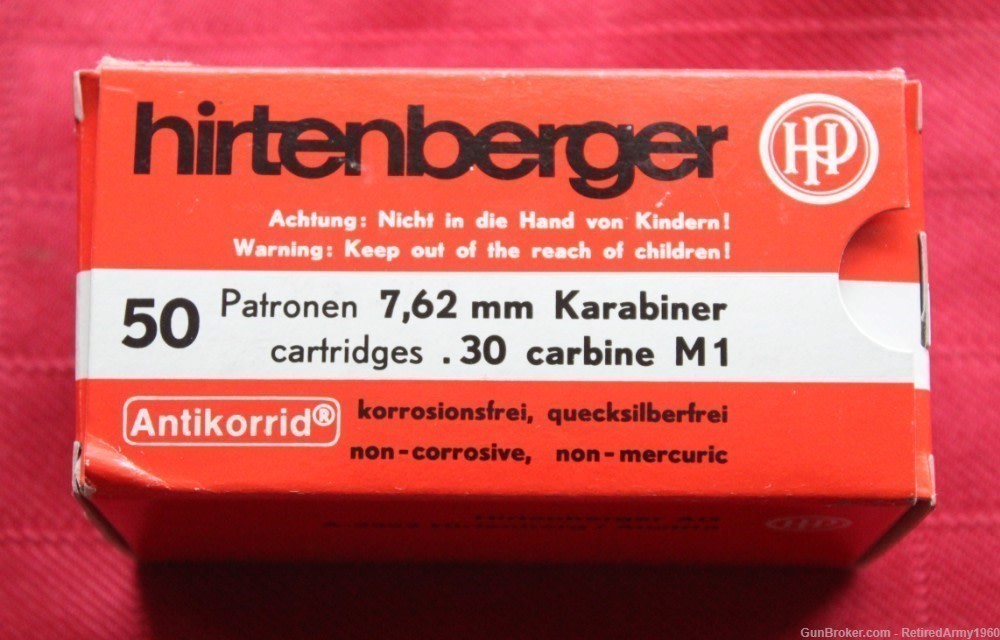 250Rd Hirtenberger .30 CARBINE Ammo, FMJ, RN, 110gr Ammunition, LIM. QUAN.-img-0