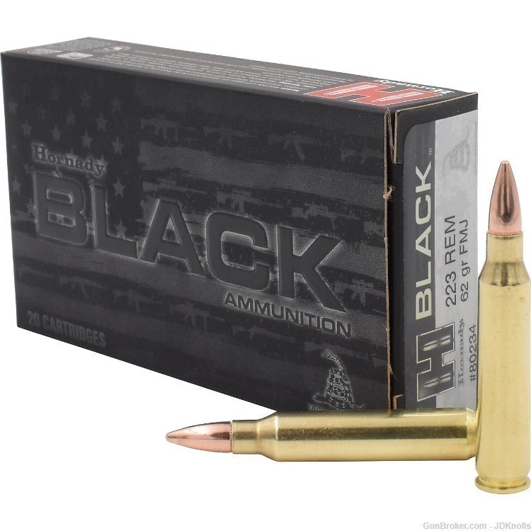20 Rounds!  Hornady BLACK 223 REM 62 gr FMJ Ready to SHIP!-img-0