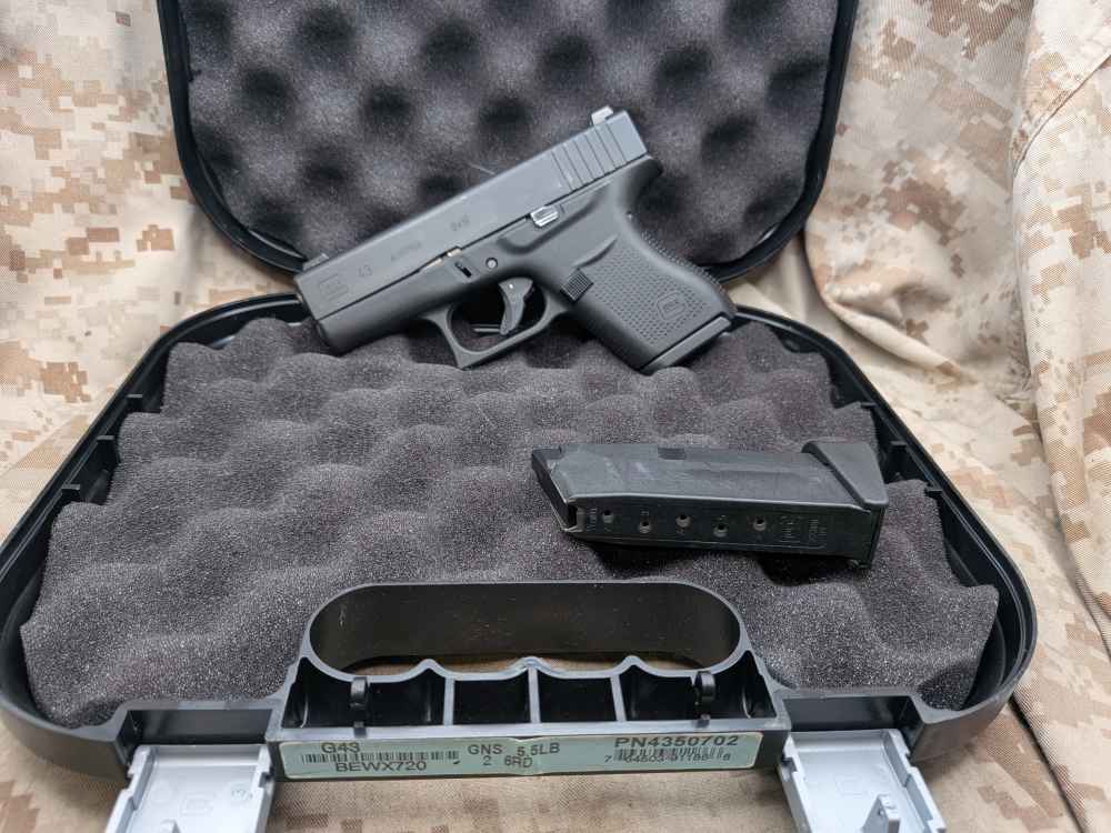 Glock 43 9MM Slimline G43 Police Trade In USED Night Sights-img-0
