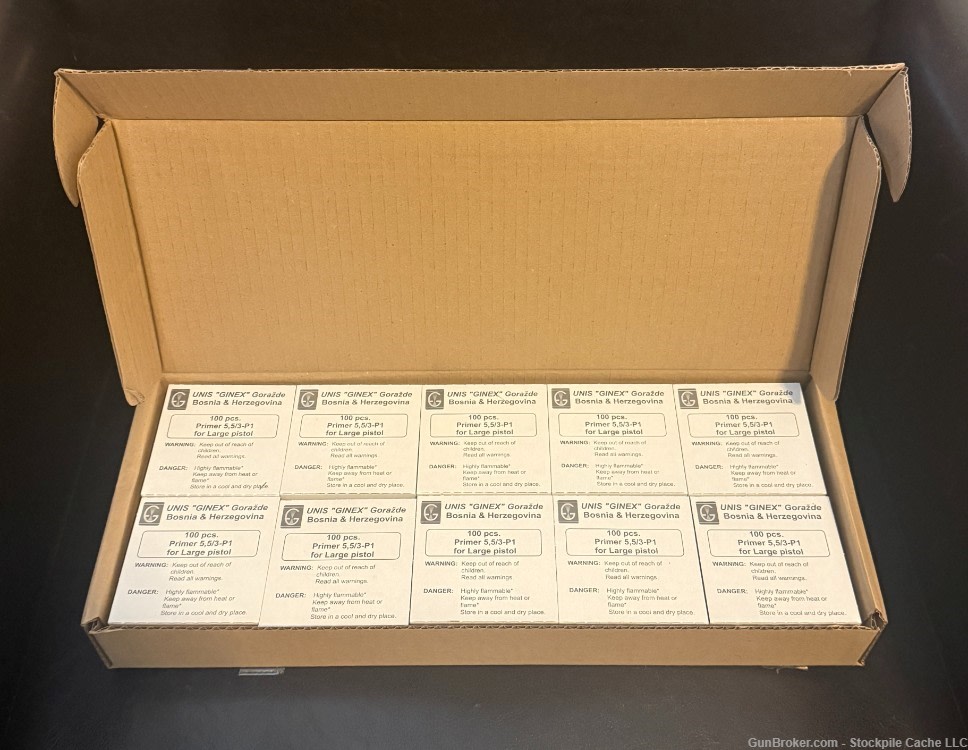 Ginex, Large Pistol Primers, Case of 5000, HAZMAT INCLUDED-img-1