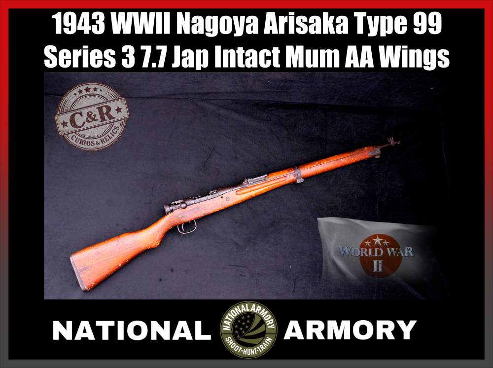 1943 WWII Nagoya Arisaka Type 99 Series 3 7.7 Jap Intact Mum AA Wings-img-0
