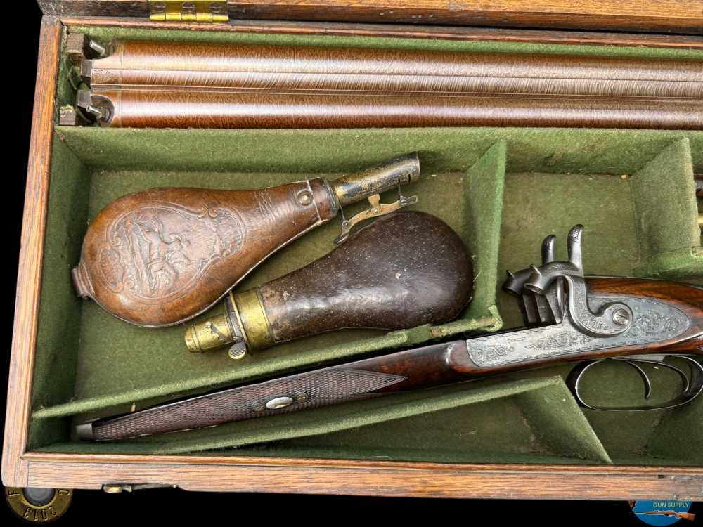 SCARCE JAMES PURDEY - LONDON 12 GA SXS PERCUSSION MUZZLELOADER- CASED + ACC-img-60