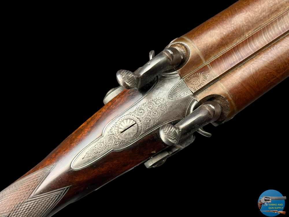 SCARCE JAMES PURDEY - LONDON 12 GA SXS PERCUSSION MUZZLELOADER- CASED + ACC-img-8