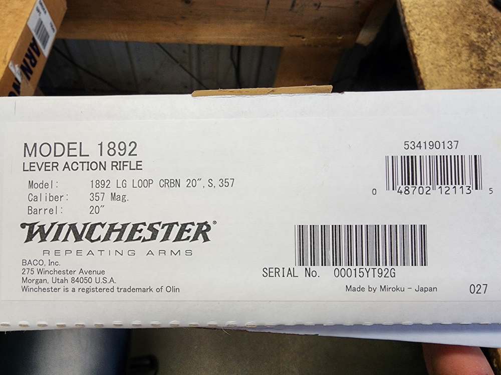 PICS! NEW WINCHESTER MODEL 1892 LARGE LOOP CARBINE 357 MAGNUM 20" .38 SPCL-img-1