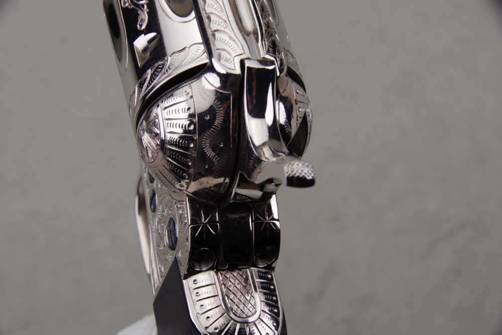 John Adams Master Engraved 1988 Colt SAA Sheriffs 45 LC 2 1/2'' Nickel 99%+-img-37