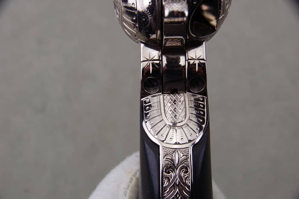 John Adams Master Engraved 1988 Colt SAA Sheriffs 45 LC 2 1/2'' Nickel 99%+-img-38