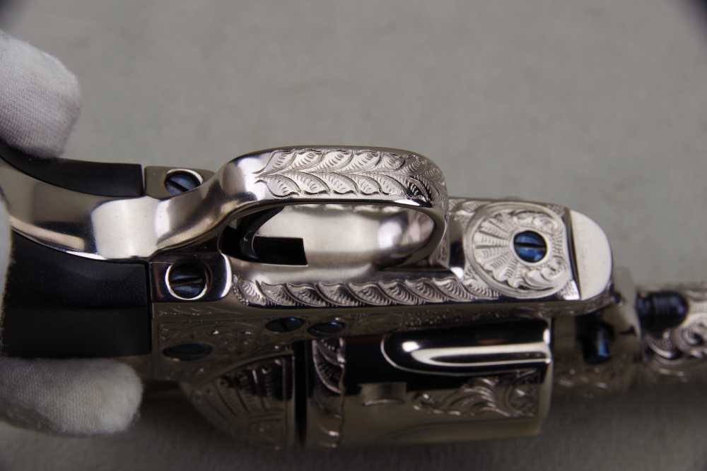 John Adams Master Engraved 1988 Colt SAA Sheriffs 45 LC 2 1/2'' Nickel 99%+-img-43