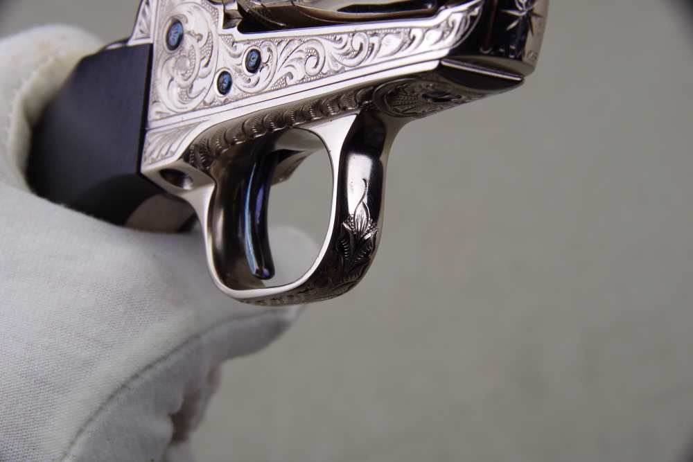 John Adams Master Engraved 1988 Colt SAA Sheriffs 45 LC 2 1/2'' Nickel 99%+-img-42
