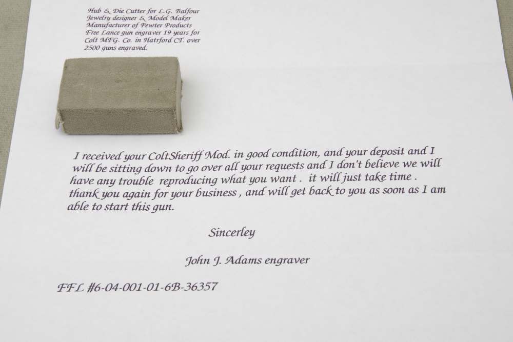 John Adams Master Engraved 1988 Colt SAA Sheriffs 45 LC 2 1/2'' Nickel 99%+-img-6