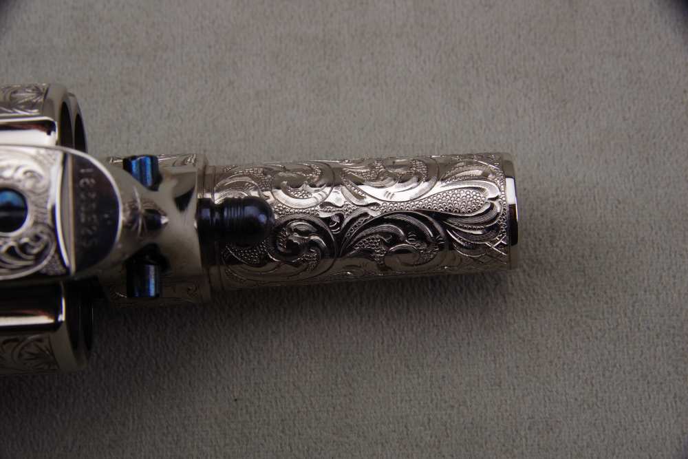 John Adams Master Engraved 1988 Colt SAA Sheriffs 45 LC 2 1/2'' Nickel 99%+-img-40