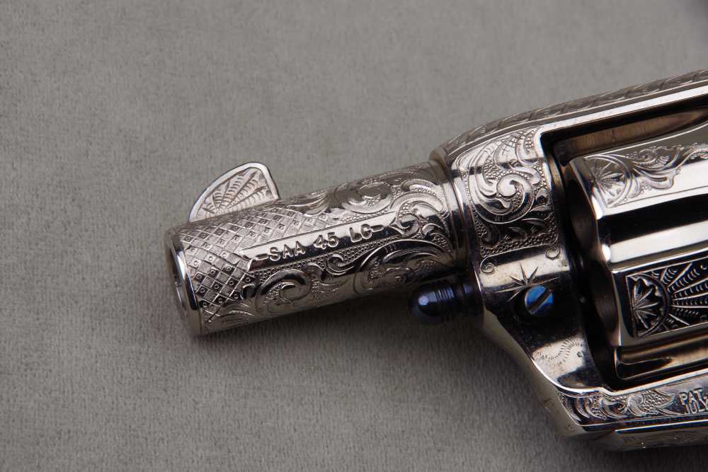 John Adams Master Engraved 1988 Colt SAA Sheriffs 45 LC 2 1/2'' Nickel 99%+-img-20