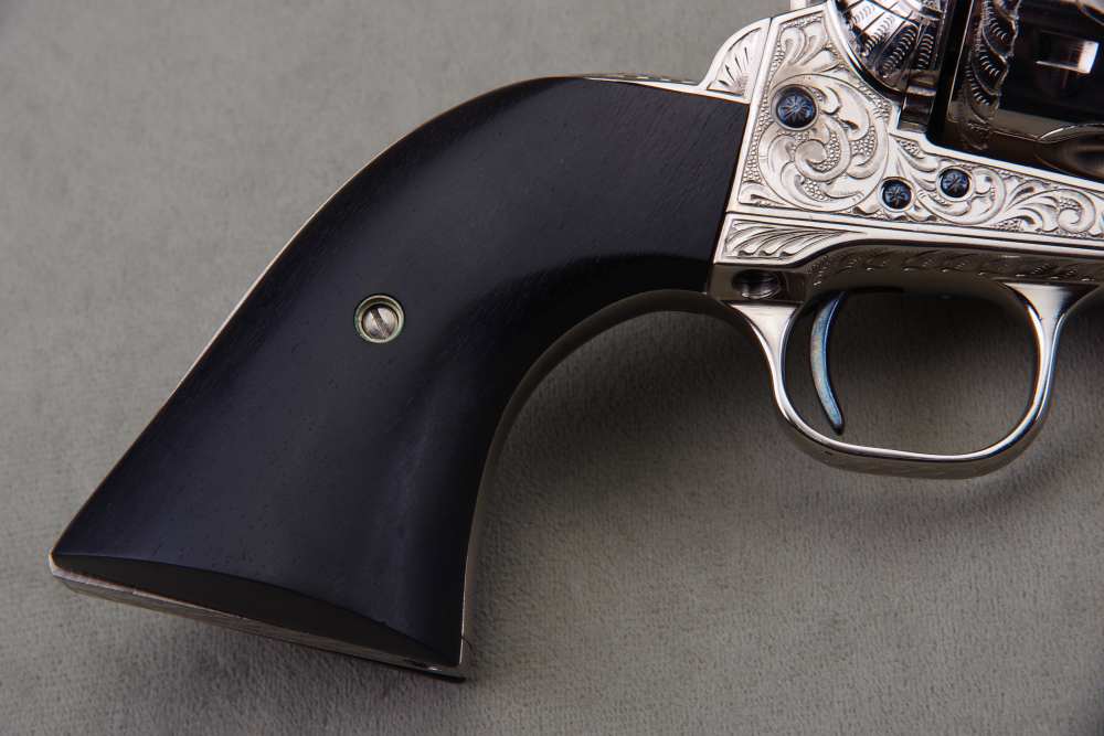 John Adams Master Engraved 1988 Colt SAA Sheriffs 45 LC 2 1/2'' Nickel 99%+-img-31
