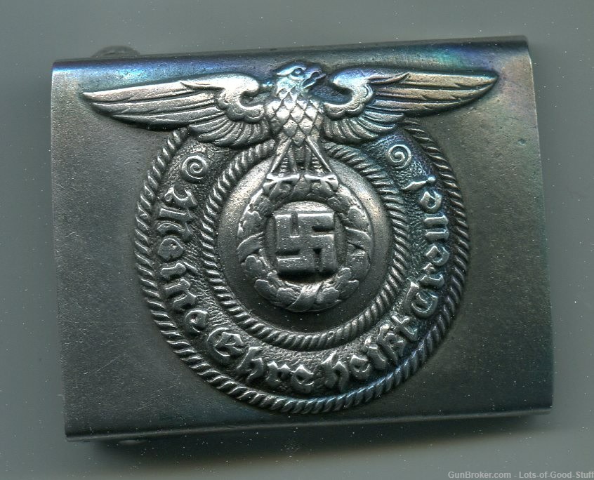 German WWII Waffen SS Schutz Staffel EM Belt Buckle-img-0