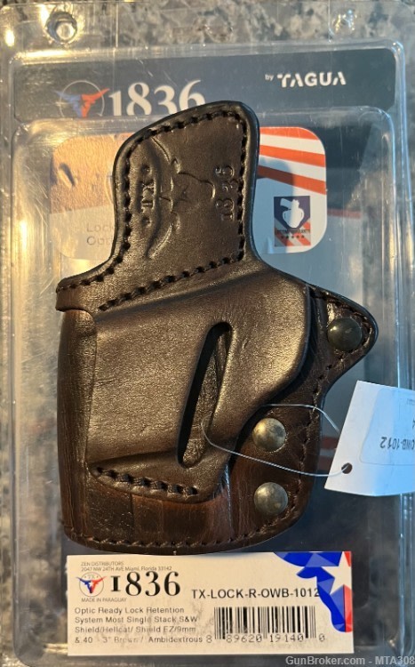 TAGUA TX LOCK RET OWB - S&W SHIELD/HELLCAT/SHIELD EZ - BROWN LEATHER-img-0