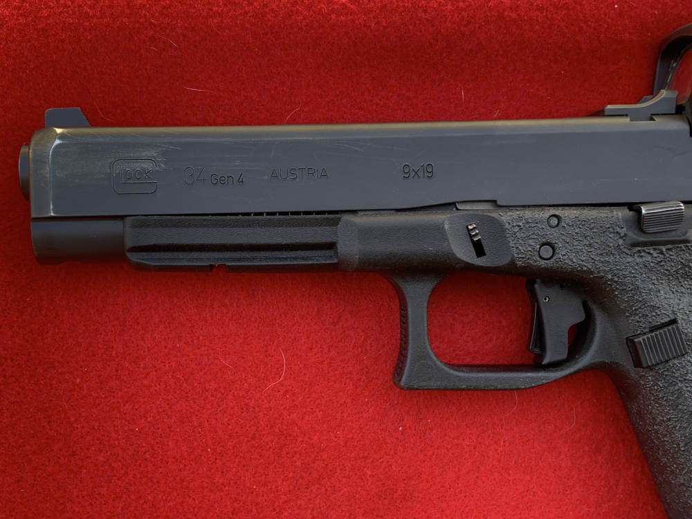 Customized Glock 34 Gen 4, black, 5.3", 9mm, Holosun greed dot Apex trigger-img-10