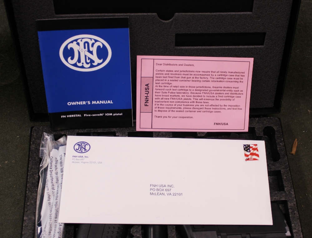 FN Five Seven IOM pistol 5.7X28 in box with mags, manual, LEO letter NAMED-img-5