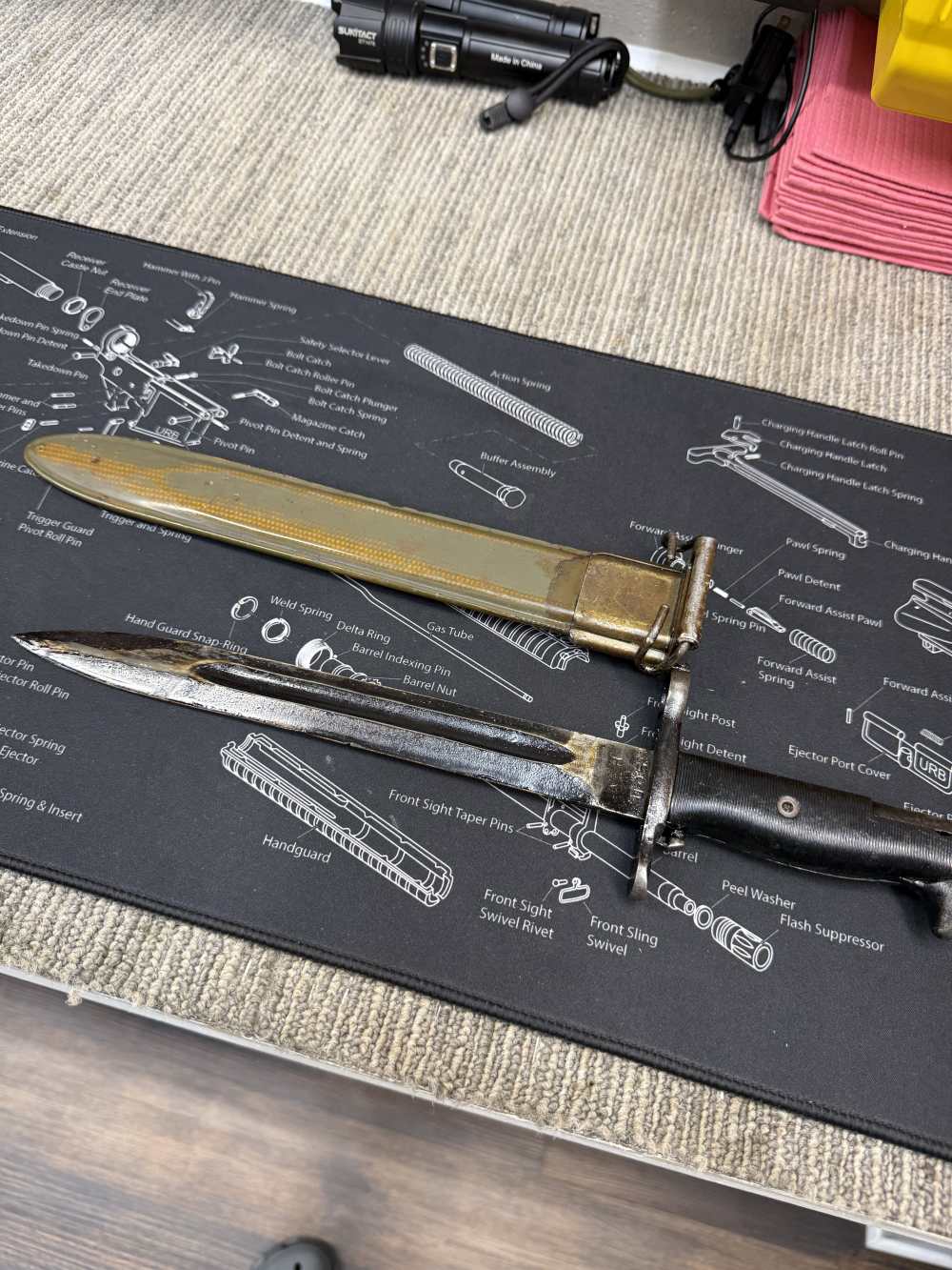 WWII USGI Local Bring Back US AFH Flaming Bomb M1 Garand Bayonet 30-06-img-40