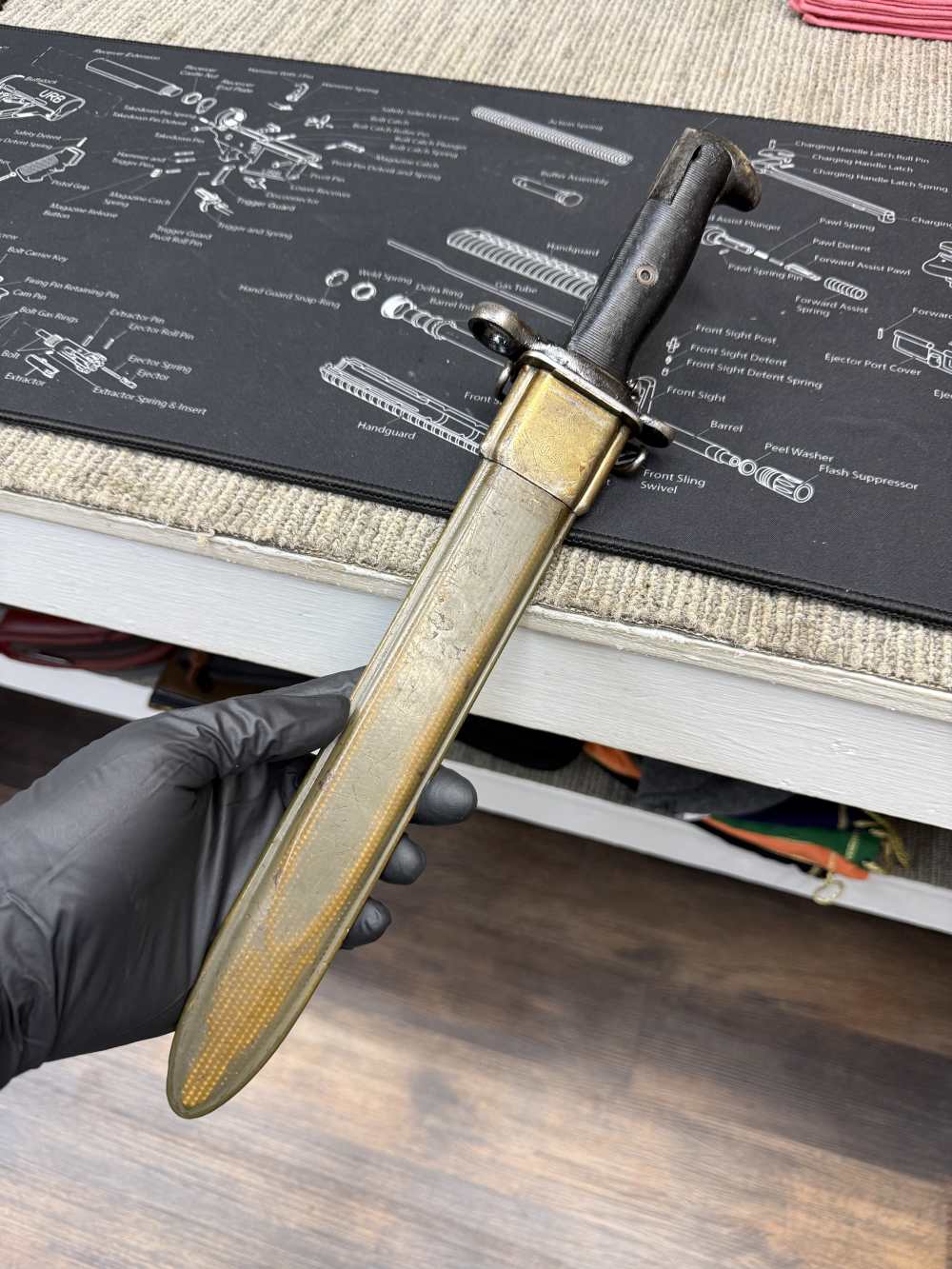 WWII USGI Local Bring Back US AFH Flaming Bomb M1 Garand Bayonet 30-06-img-1