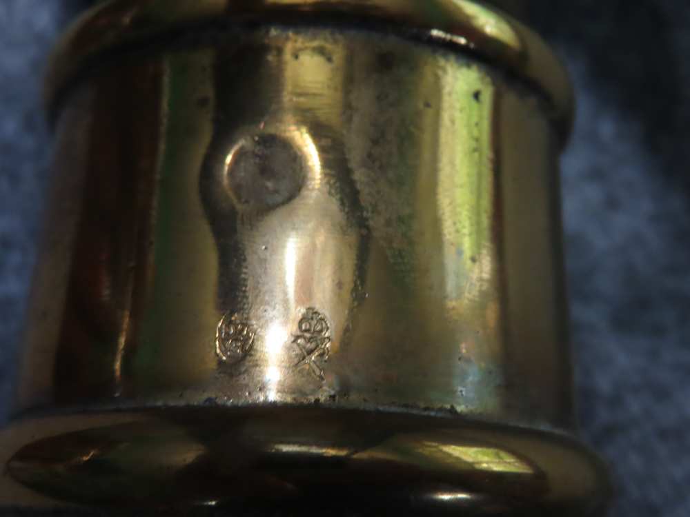 ANTIQUE BRASS BARREL .80 CALIBER SALUTE CANNON W/ROLLING CAST IRON CARRIAGE-img-15