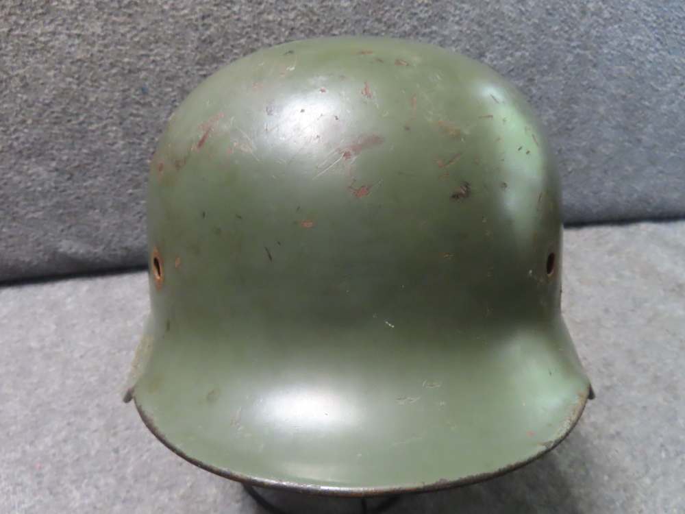 WWII GERMAN ARMY M35 DOUBLE DECAL HELMET SHELL-1939 DOME STAMP-APPLE GREEN-img-1