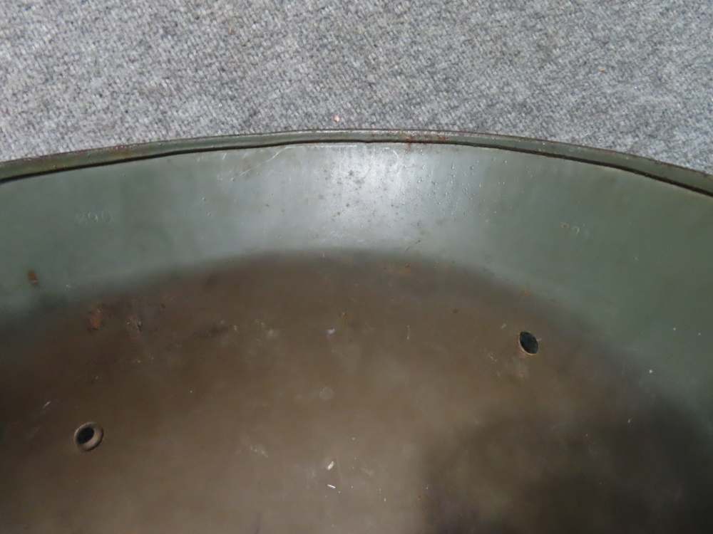 WWII GERMAN ARMY M35 DOUBLE DECAL HELMET SHELL-1939 DOME STAMP-APPLE GREEN-img-12