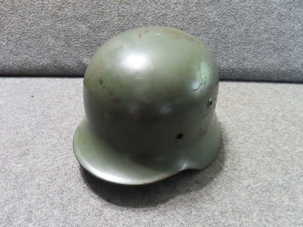 WWII GERMAN ARMY M35 DOUBLE DECAL HELMET SHELL-1939 DOME STAMP-APPLE GREEN-img-16