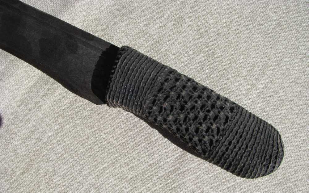  FOLK ART WHALERS MACRAMAE` HILT FLENSING KNIFE CUT DOWN SWORD 1850's-img-0