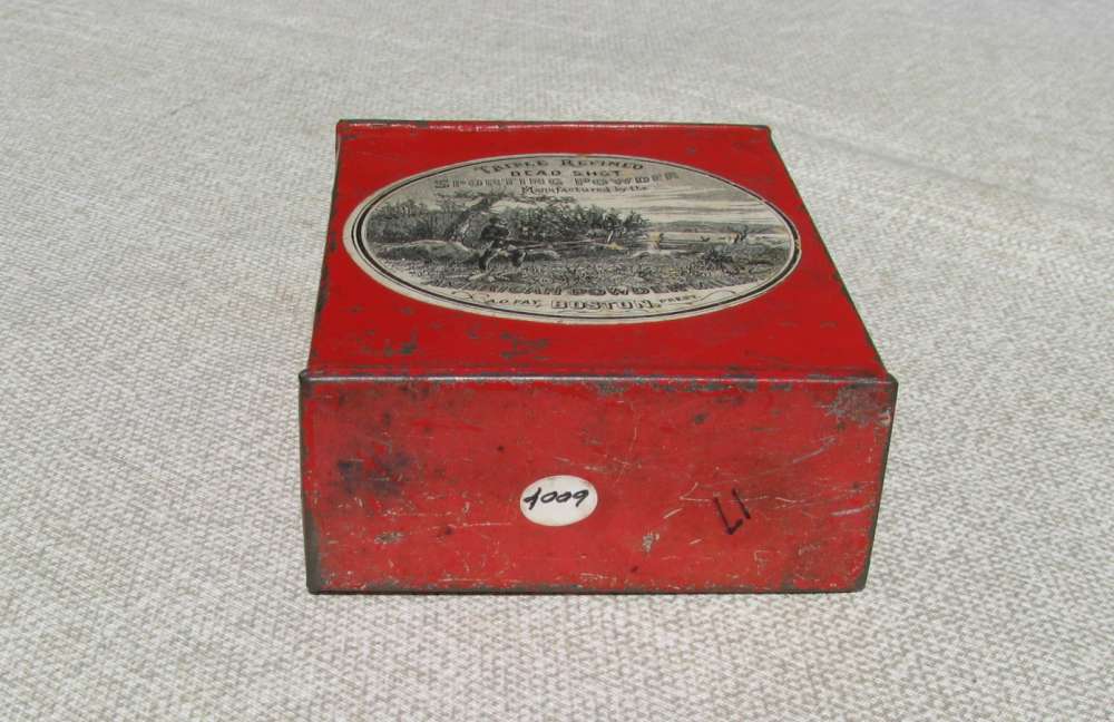 AMERICAN POWDER MILLS 2 HUNTING LABELS DEADSHOT SPORT POWDER TIN 1895-1910-img-11