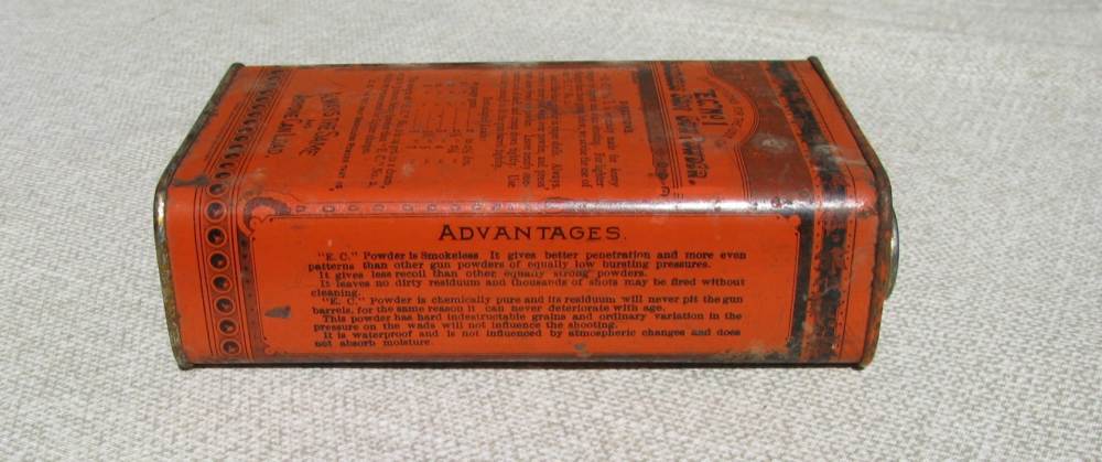 American E.C. Powder Co. No 1 Smokeless Sho Gun Powder Tin CIRCA 1895 –1915-img-5
